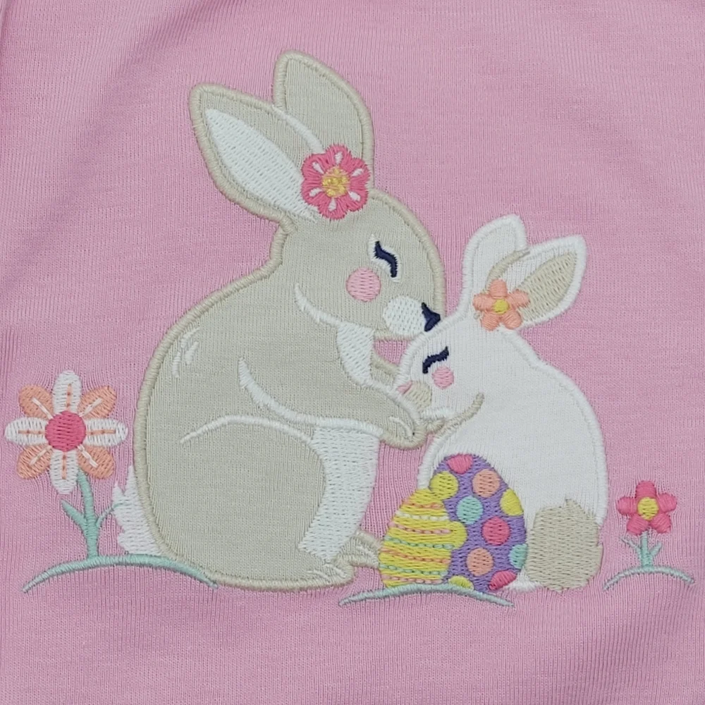 Gymboree Outfit Pink Bunny Tee Colorful Egg Skirt Embroidered Size 12-18mo NEW